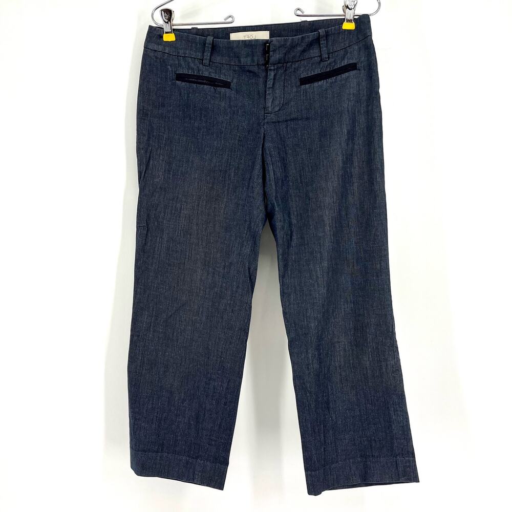 Ann Taylor Loft Women's‎ 0 Marisa Navy Blue Cropped Straight Leg Summer Pants